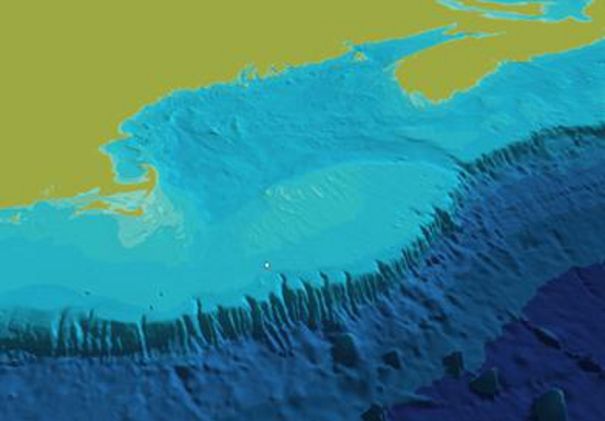 edge of continental shelf with canyons